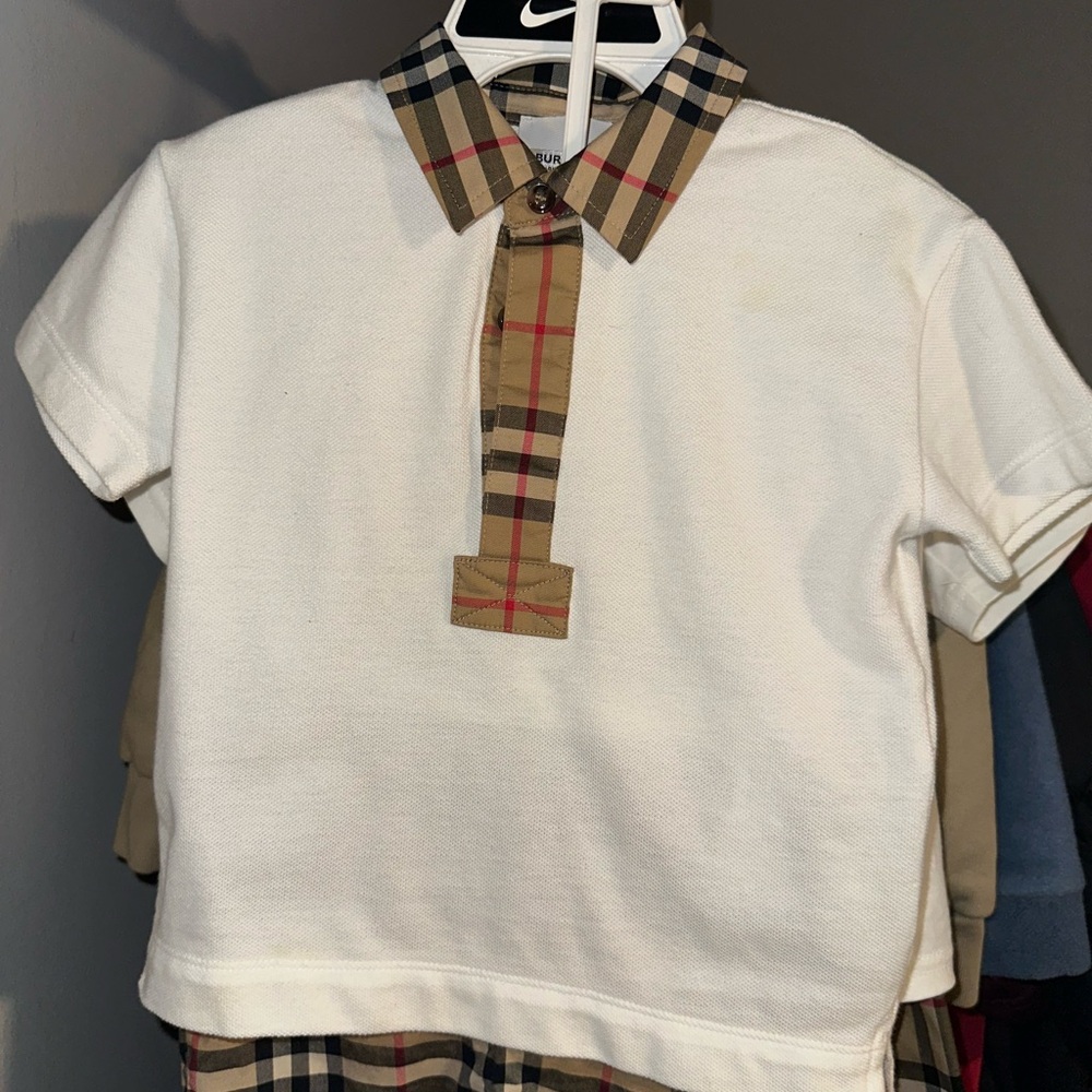 Kids' White Plaid Collar Shirt